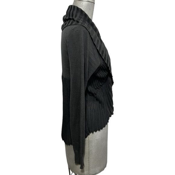 Angel of the North Gray Long Sleeve Cascading Waterfall Open Ribbed Cardigan Med - Picture 5 of 10
